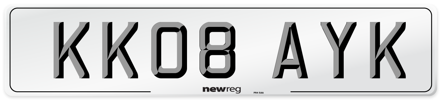 KK08 AYK Number Plate from New Reg
